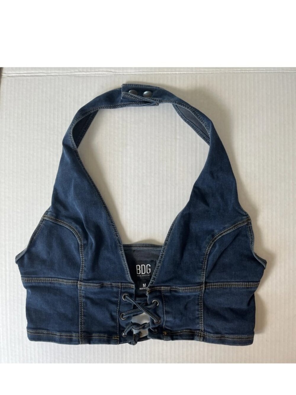 BDG Urban Outfitters Denim Halter Top Lace Up Corset Y2K Medium